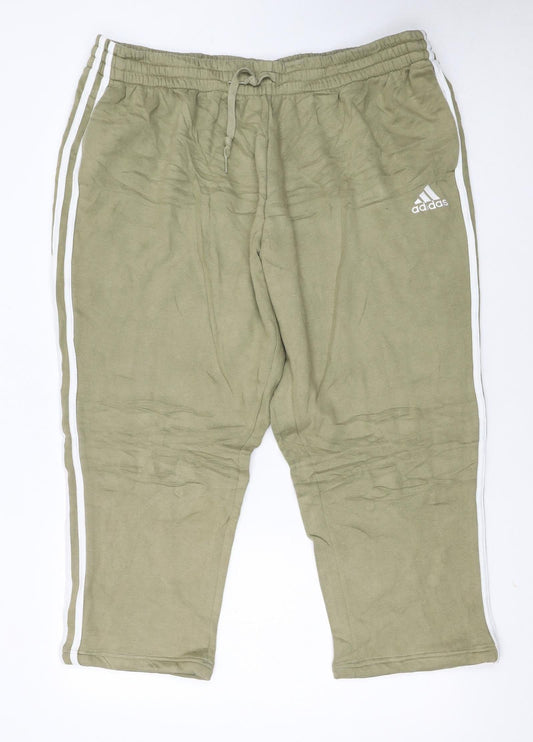 Adidas Men’s Green 2XL Jogger Trousers with White Stripes