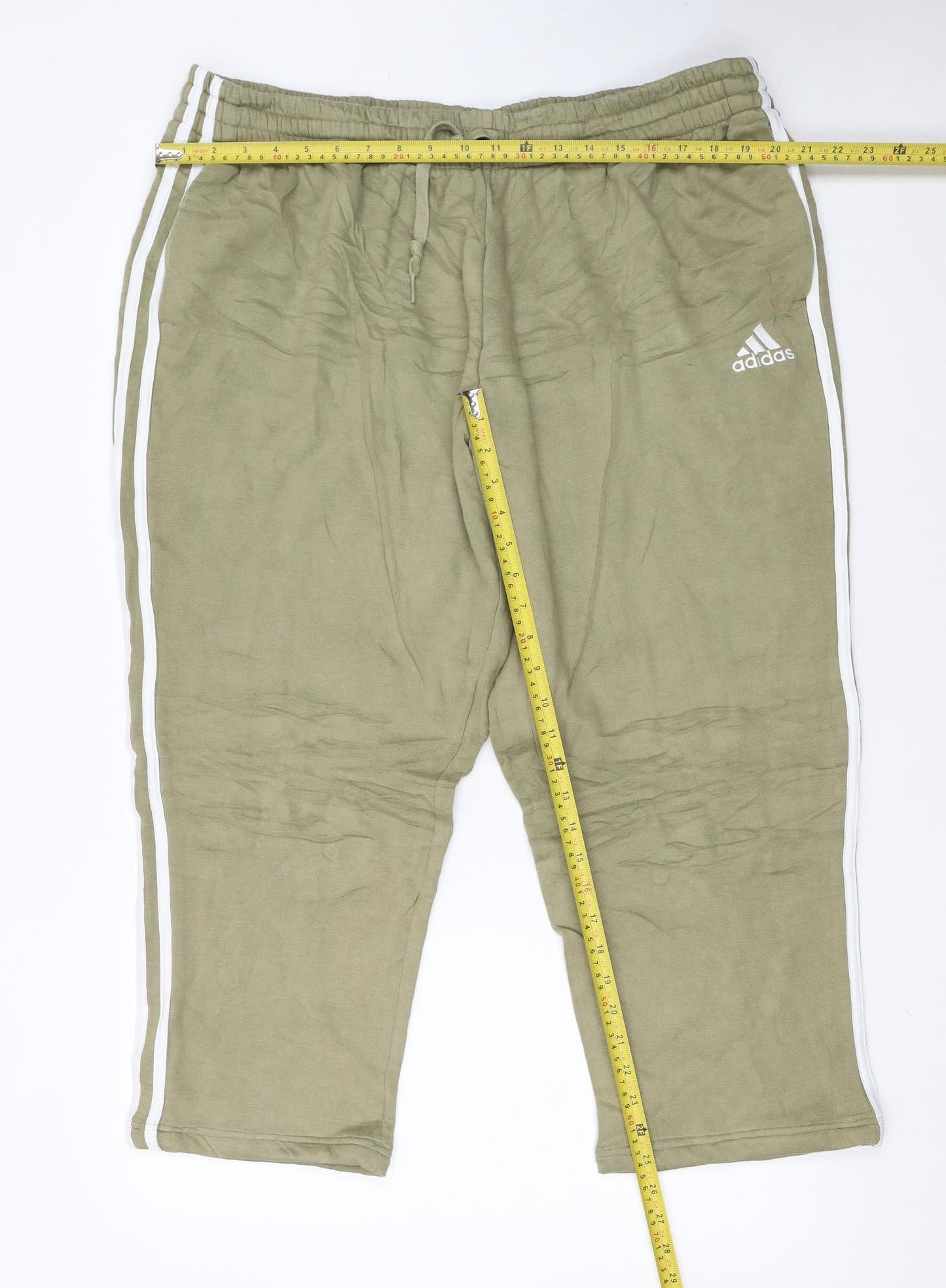 Adidas Men’s Green 2XL Jogger Trousers with White Stripes