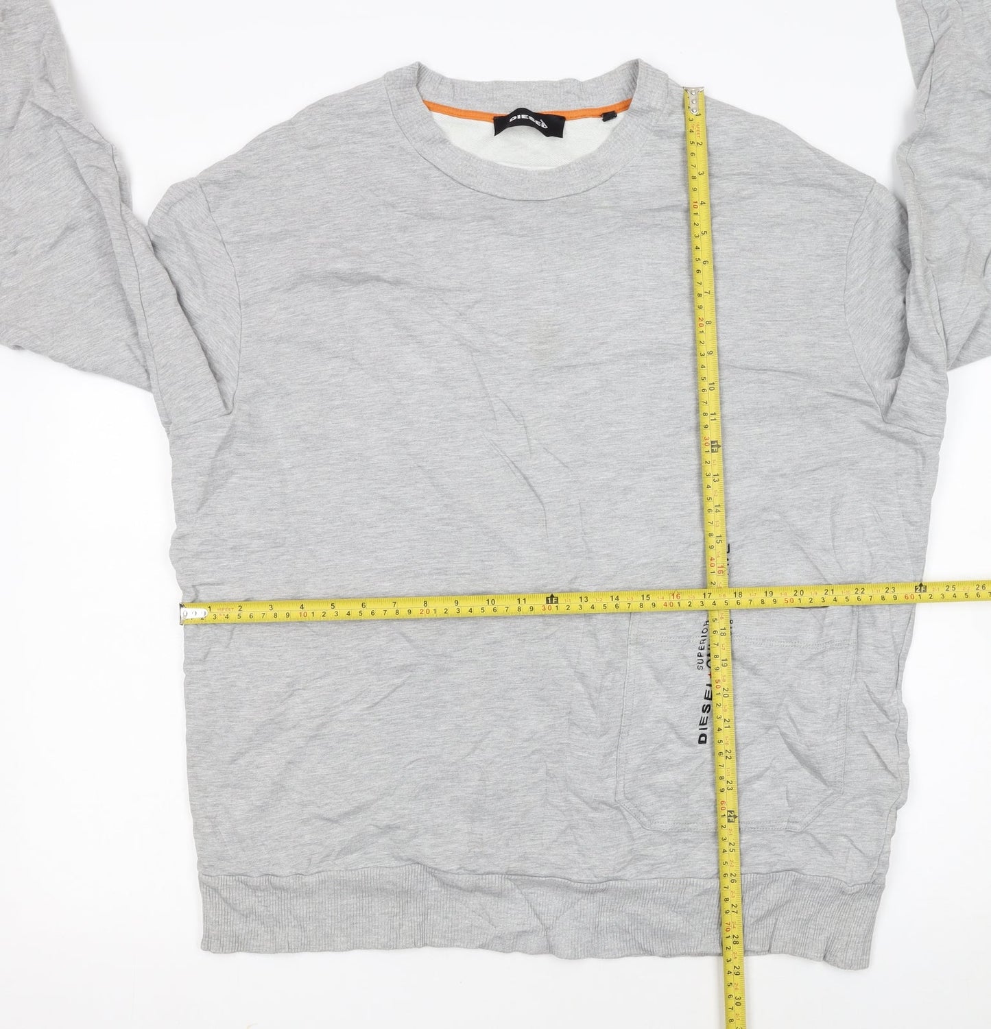 Diesel Men's Grey XL Crew Neck Logo Sweatshirt Pullover