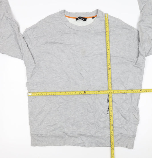Diesel Men's Grey XL Crew Neck Logo Sweatshirt Pullover