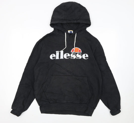 Ellesse Womens Black UK 12 Pullover Hoodie with Logo Front