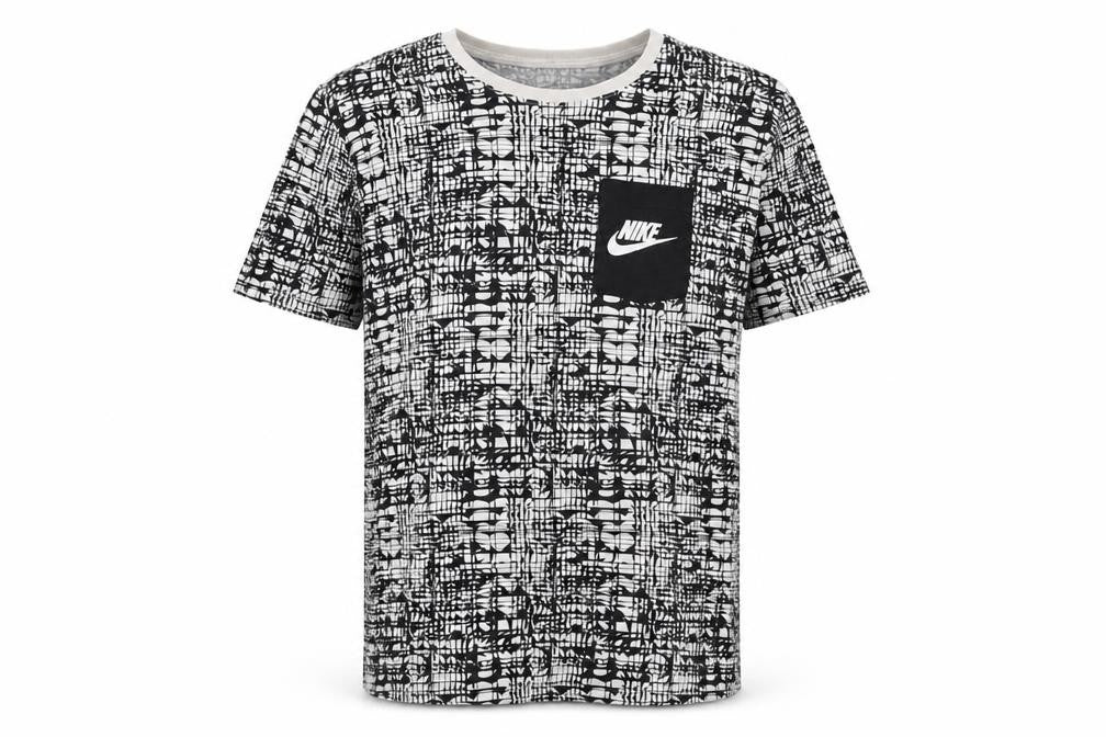 Nike Men's Black White XL Geometric Print Crew Neck T-Shirt