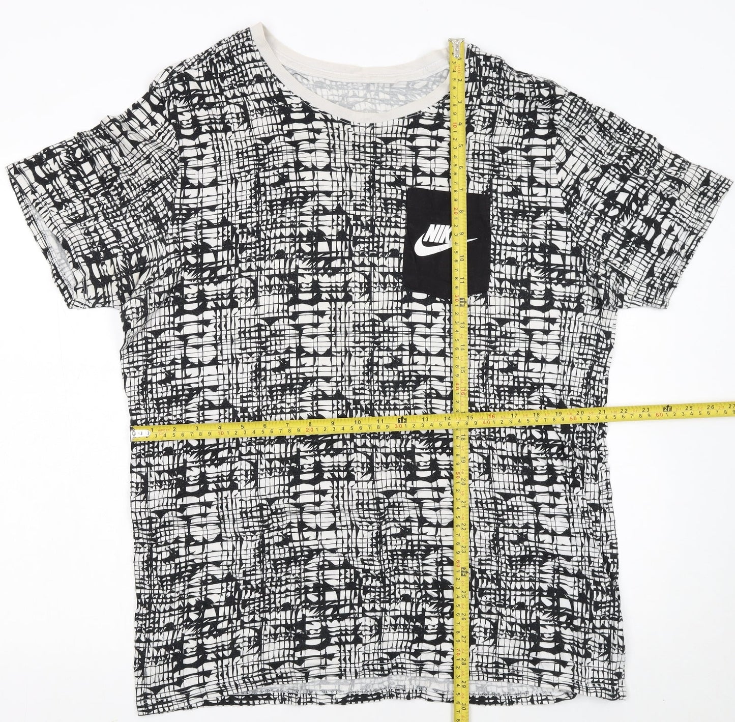 Nike Men's Black White XL Geometric Print Crew Neck T-Shirt