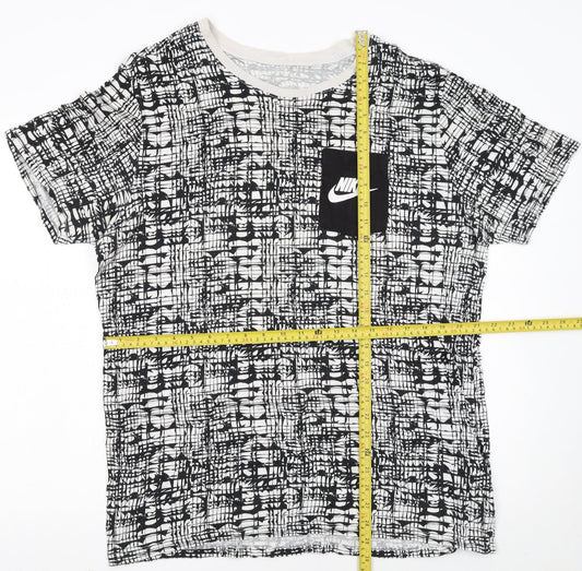 Nike Men's Black White XL Geometric Print Crew Neck T-Shirt