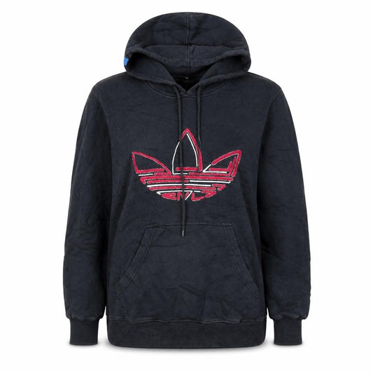 Adidas Women Black Large Pullover Hoodie with Logo Design