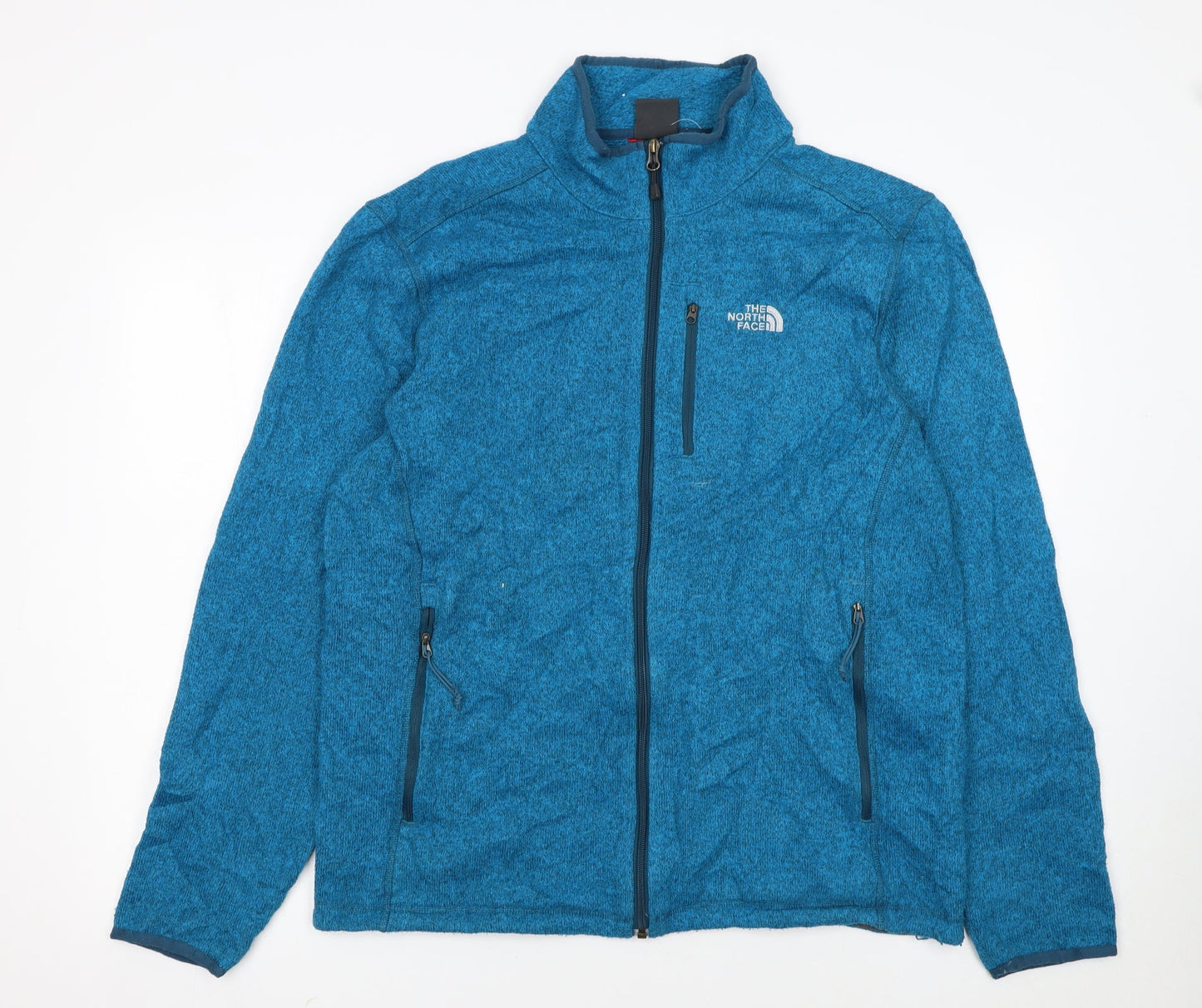 The North Face Men's Blue Fleece Full Zip Mid-Length Jacket Size L