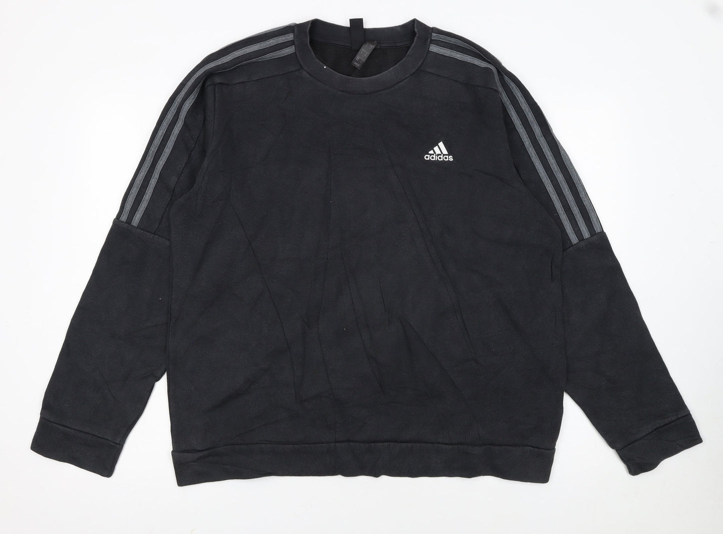 Adidas Men Black Crew Neck Pullover Sweatshirt M Sports Logo