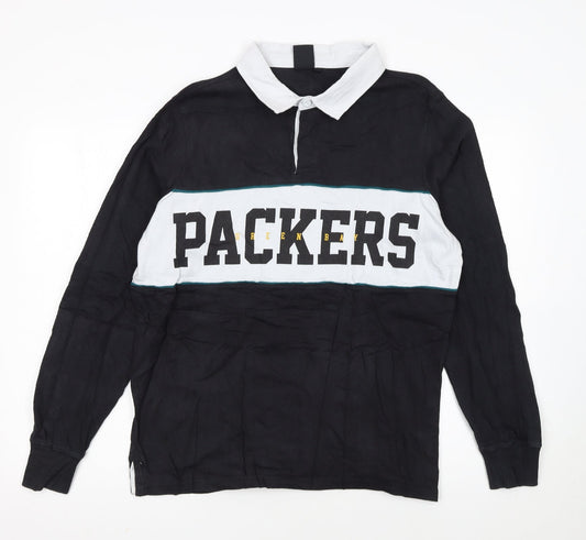 NFL Team Apparel Men's Black Long Sleeve Polo L Green Bay Packers