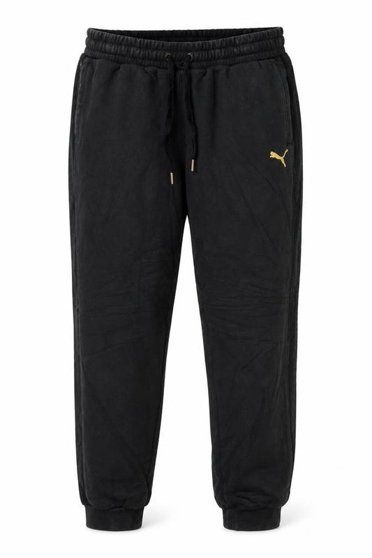 Puma Womens Black XL Jogger Trousers with Gold Logo