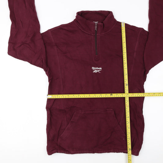 Reebok Womens Burgundy XS 1/4 Zip Pullover Hoodie Sweatshirt