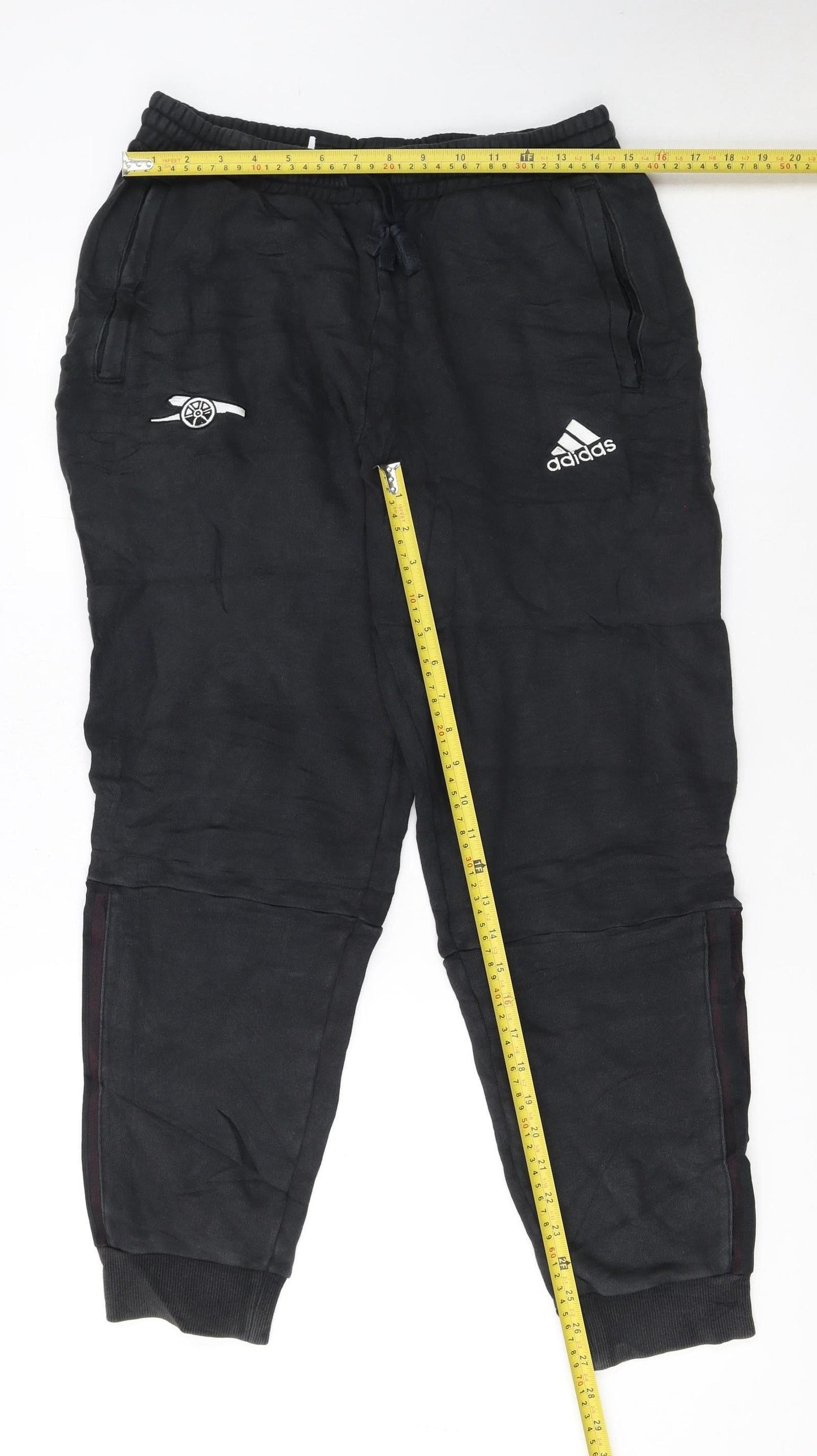 Adidas Men Black Arsenal Jogger Trousers Size M Fleece