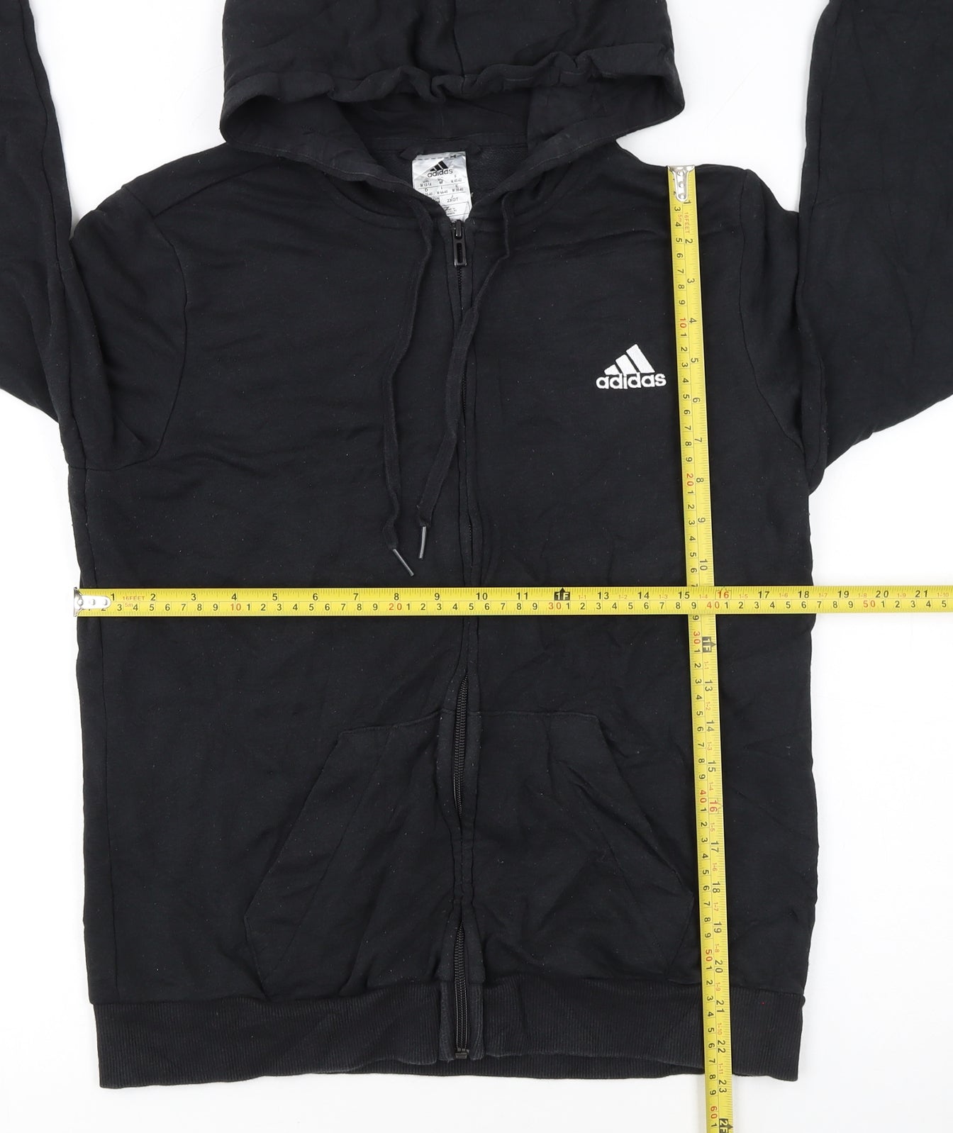 Adidas Womens Black Full Zip Hoodie Size 12-14 Cotton Blend
