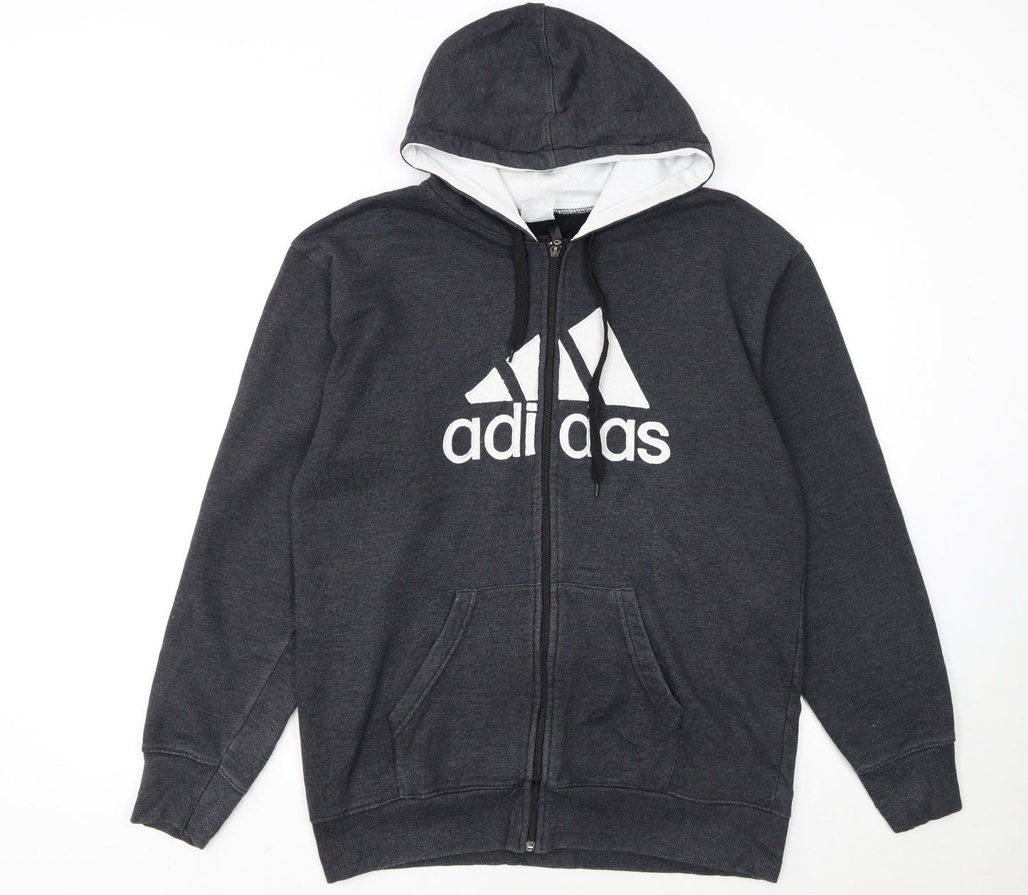 Adidas Mens Grey XL Full Zip Hoodie Fleece Sweatshirt