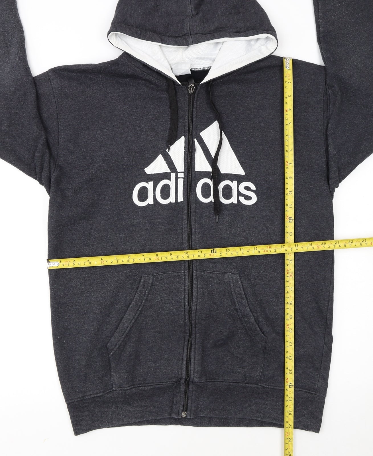 Adidas Mens Grey XL Full Zip Hoodie Fleece Sweatshirt