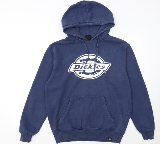 Dickies Men's Blue Pullover Hoodie M Logo Fleece Sweatshirt