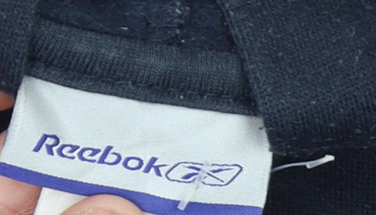 Reebok Women's Navy Full Zip Hoodie Size 10 Blue Logo Classic Fit
