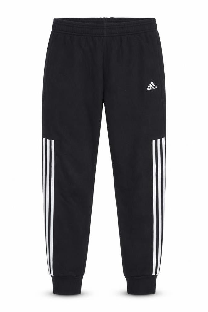 Front view of adidas boys’ black jogger trousers 15-16 years elastic waist activewear