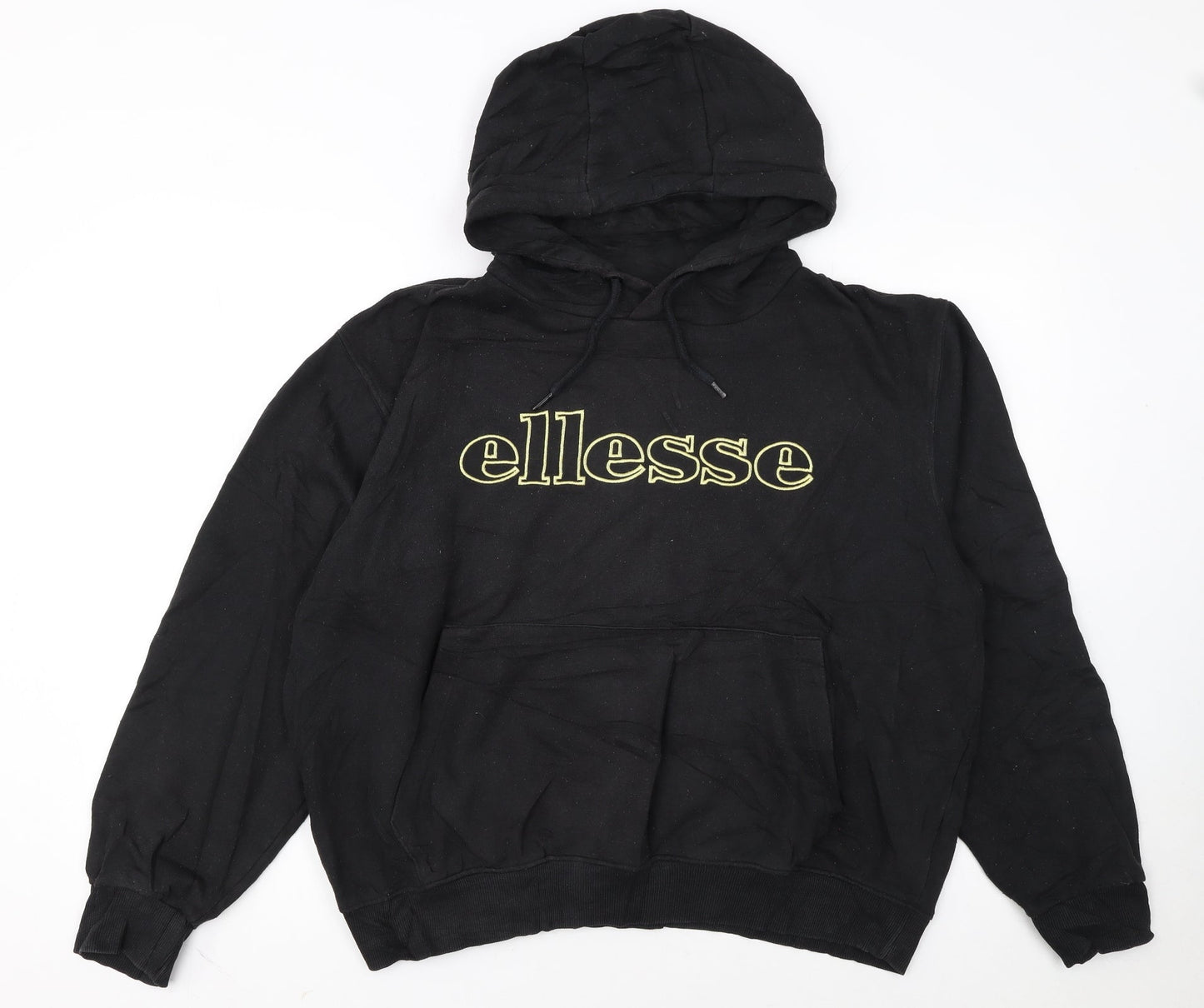 Ellesse Womens Black Pullover Hoodie L Logo Print Casual Wear