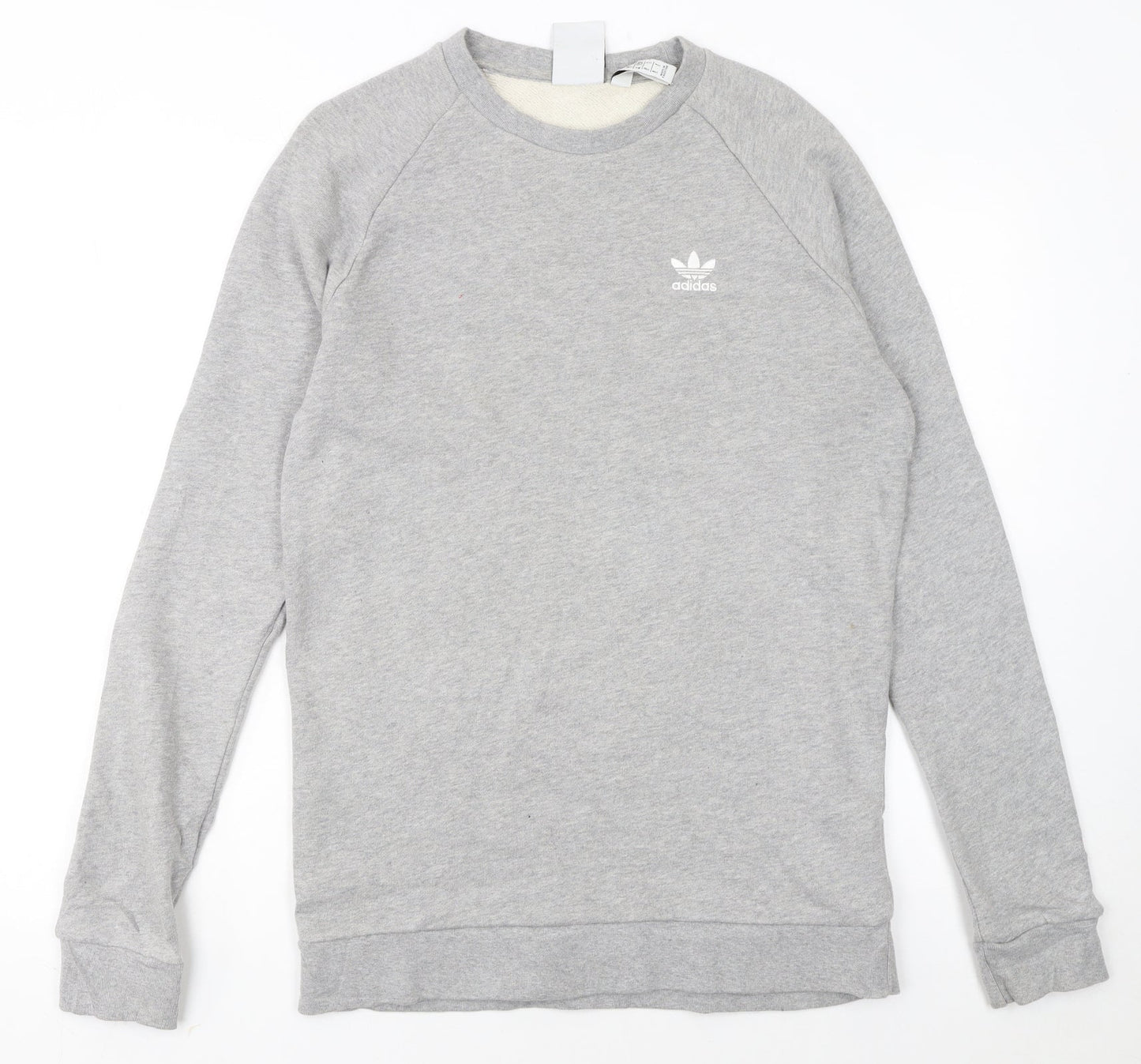 adidas Men Grey Small Trefoil Logo Pullover Sweatshirt