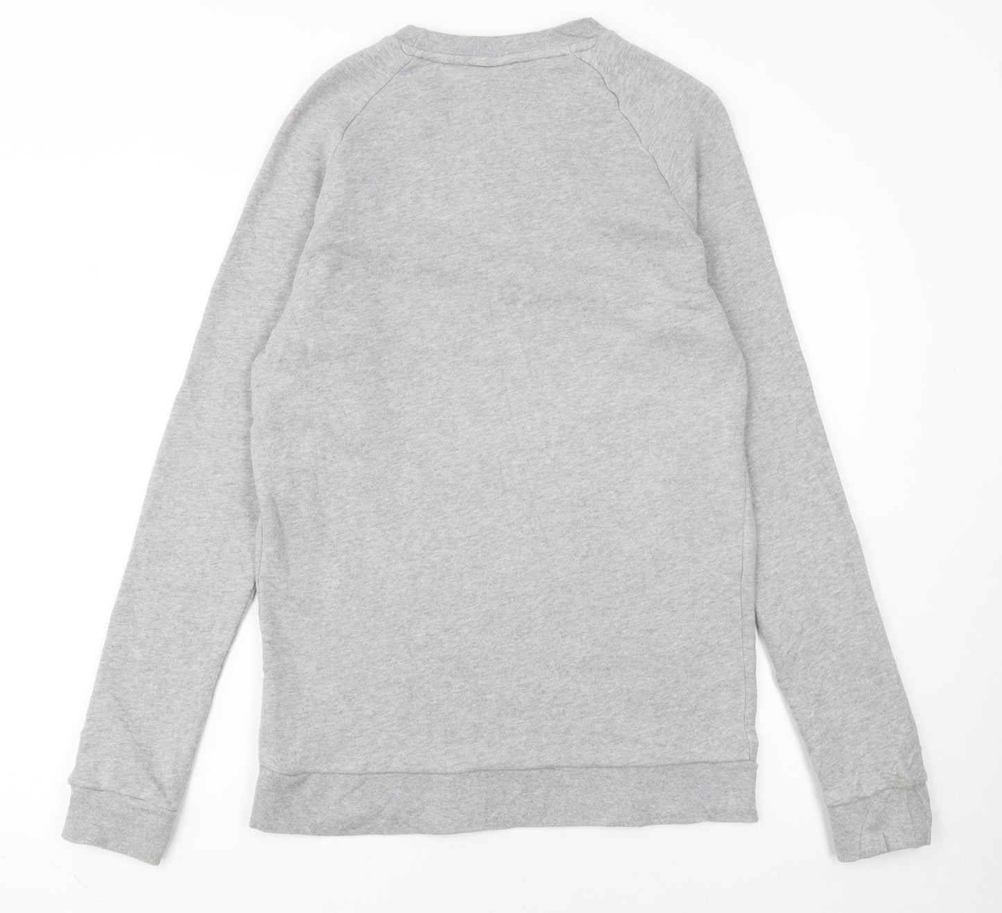adidas Men Grey Small Trefoil Logo Pullover Sweatshirt