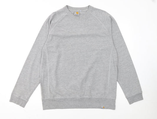 Carhartt Men's Grey Crew Neck Pullover Sweatshirt Size L