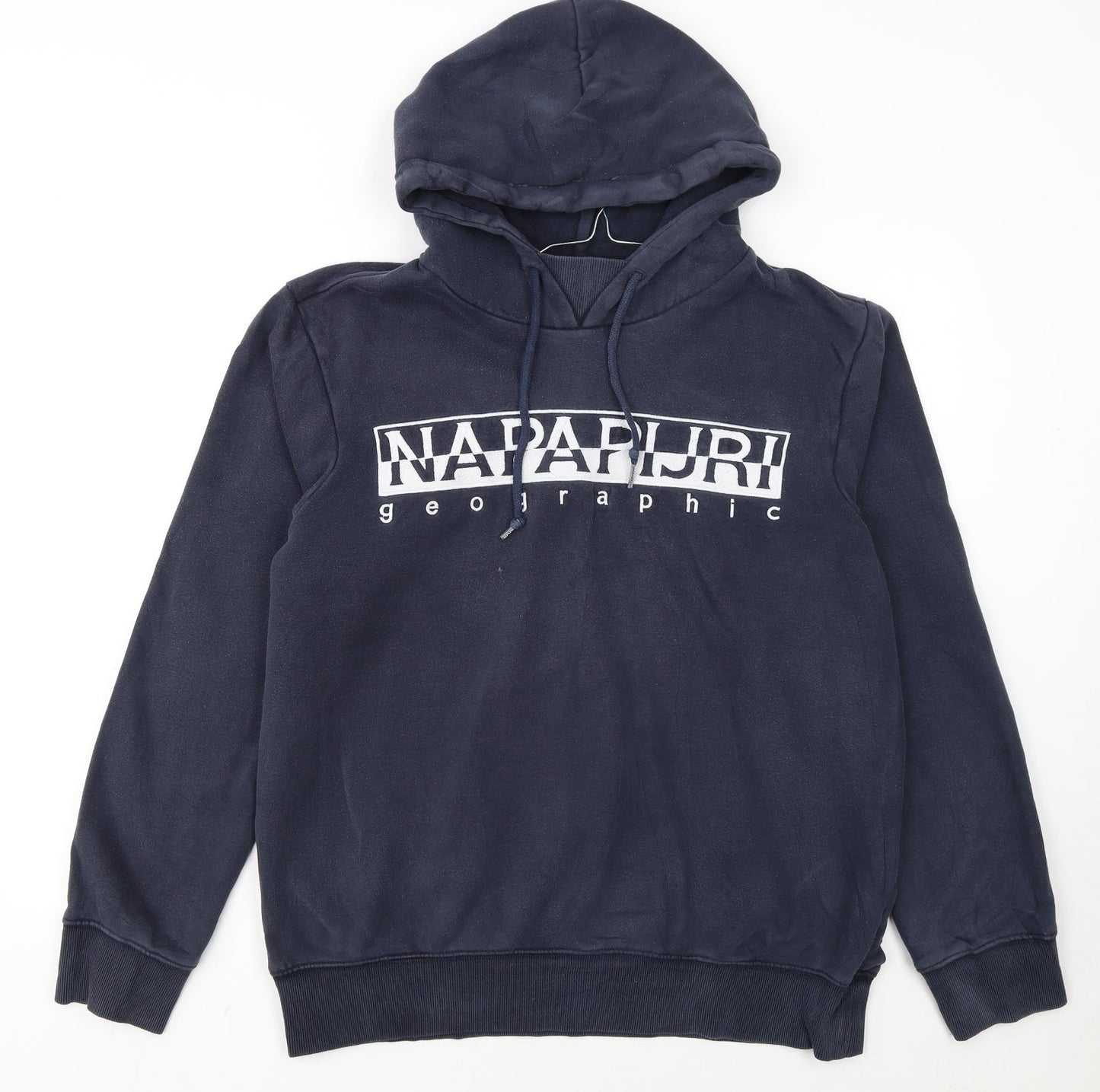 Napapijri Men's Blue Pullover Hoodie L Fleece Lined