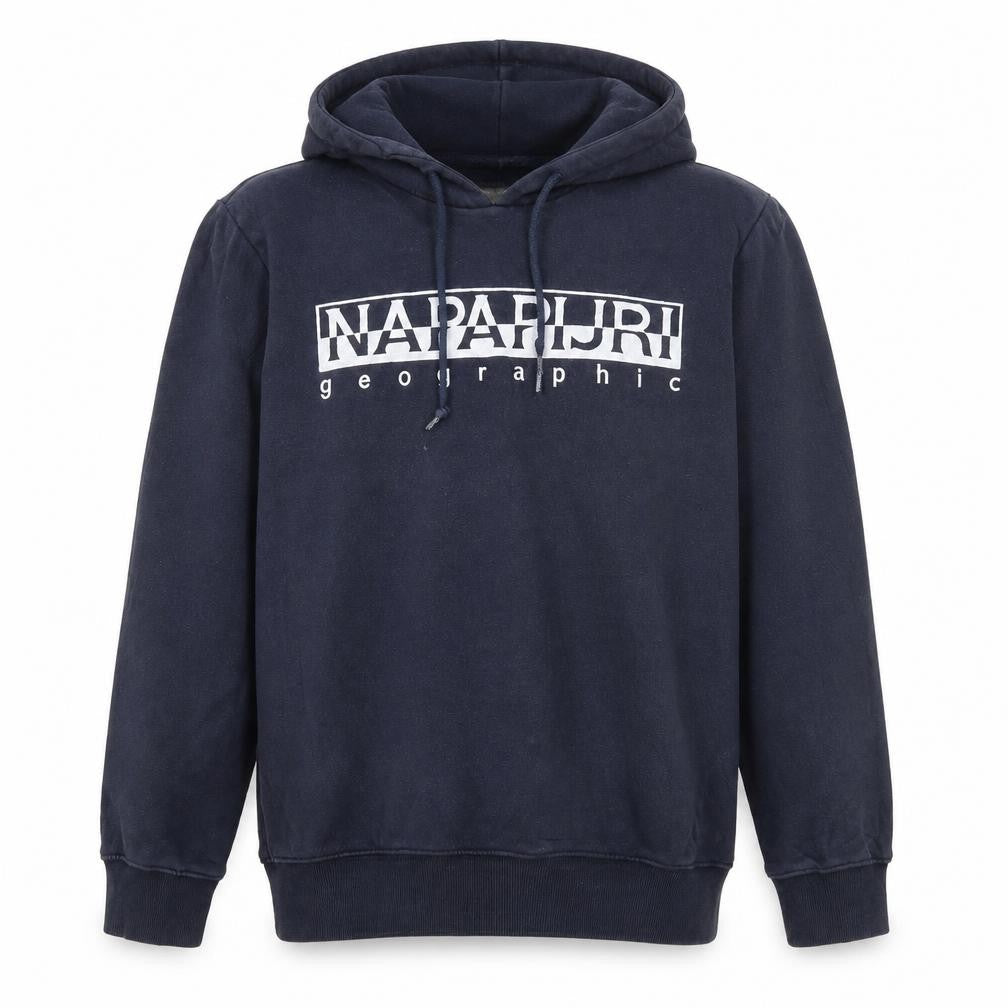 Napapijri Men's Blue Pullover Hoodie L Fleece Lined
