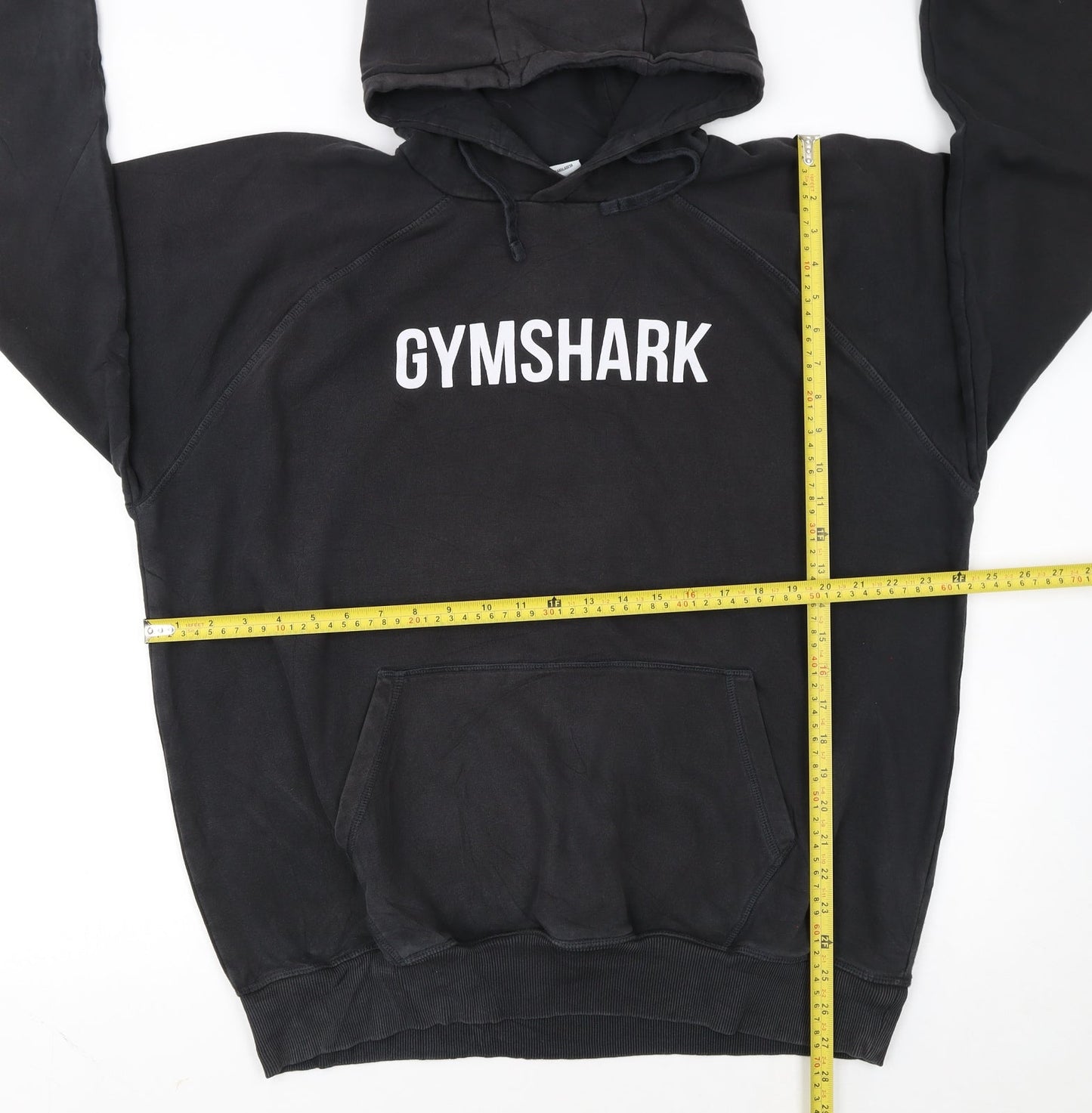 Gymshark Men Black Pullover Hoodie L Logo Fleece Sweatshirt