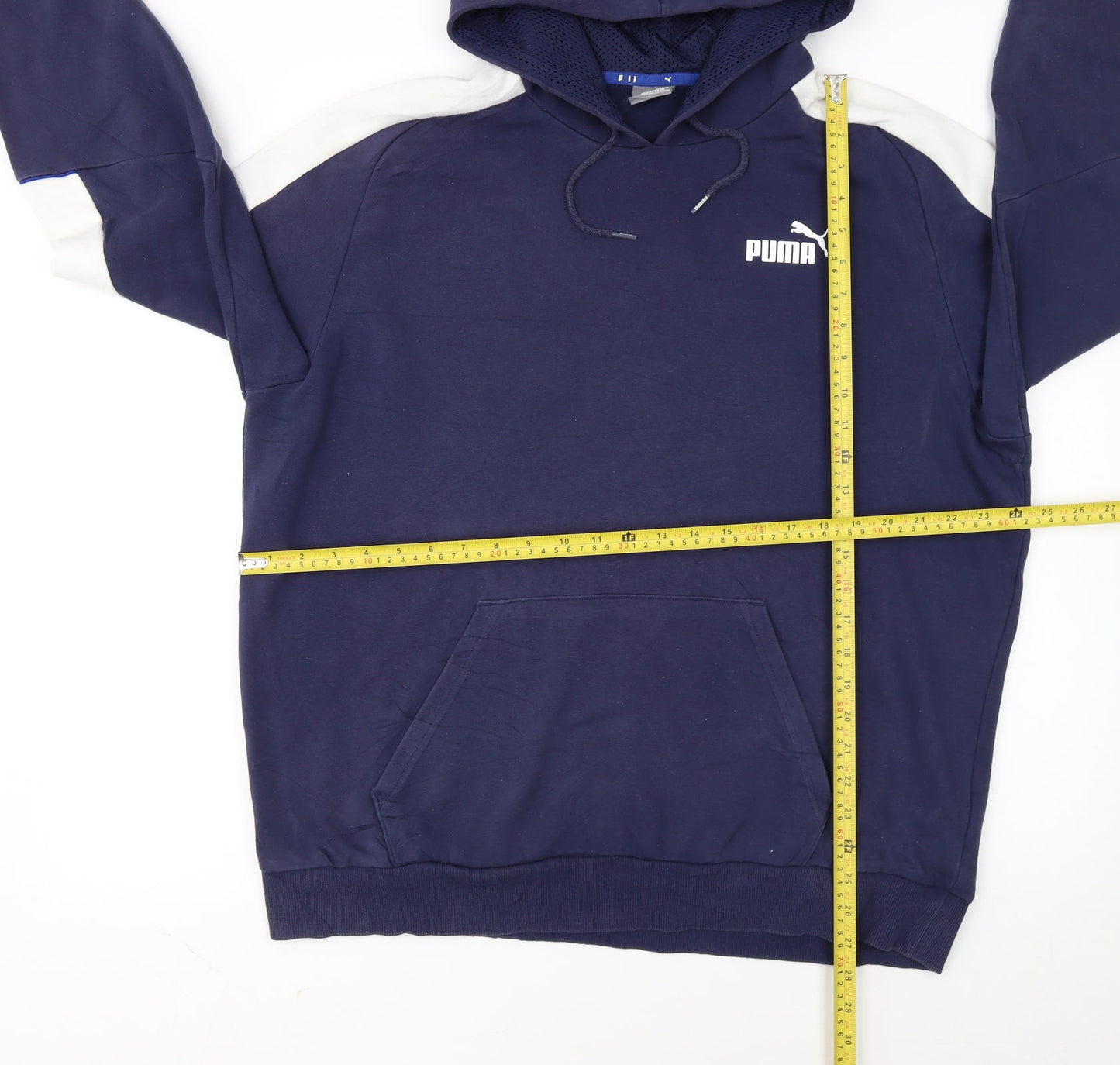 Puma Men's Blue XL Pullover Hoodie with Logo and Kangaroo Pocket
