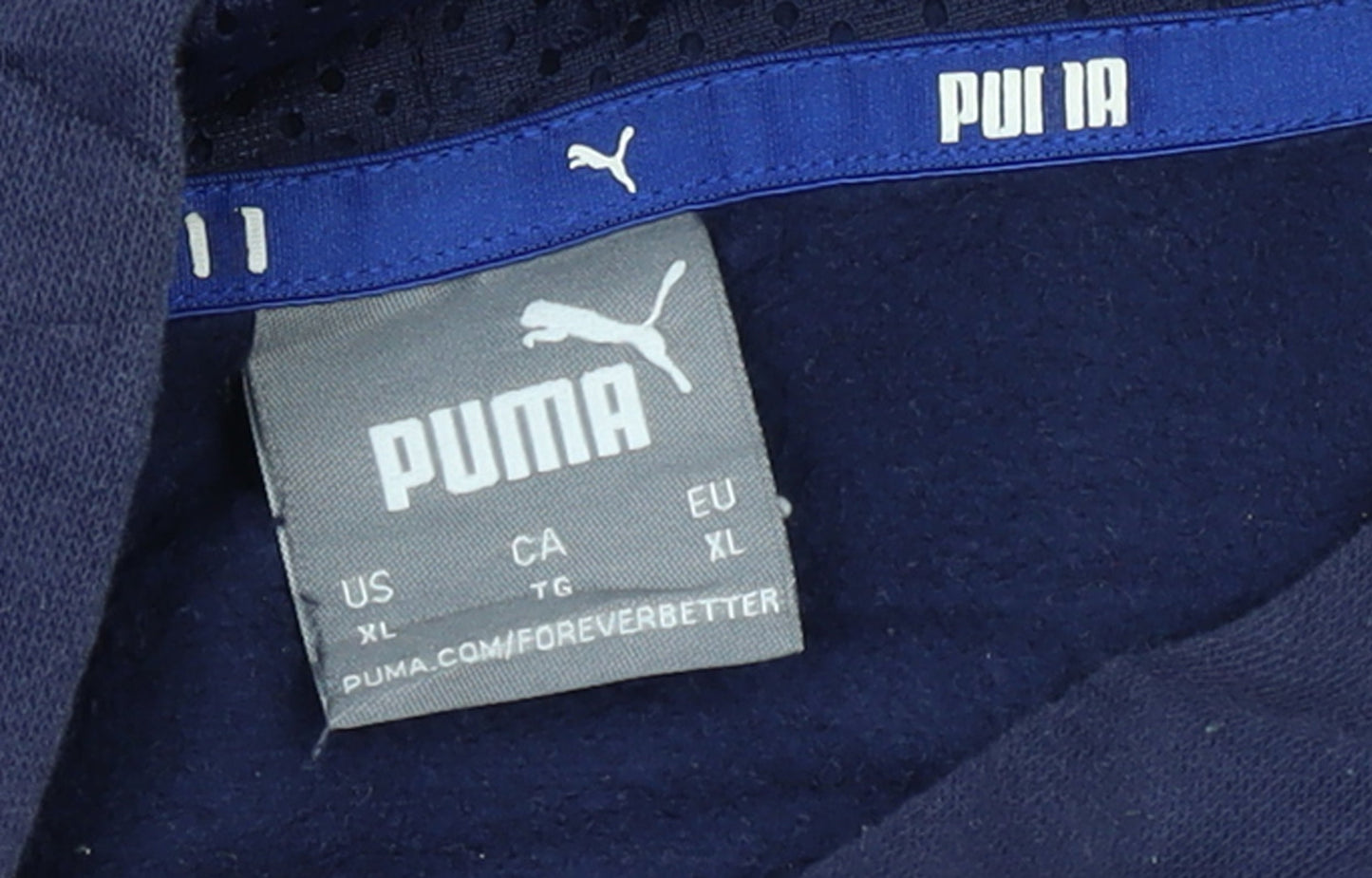 Puma Men's Blue XL Pullover Hoodie with Logo and Kangaroo Pocket