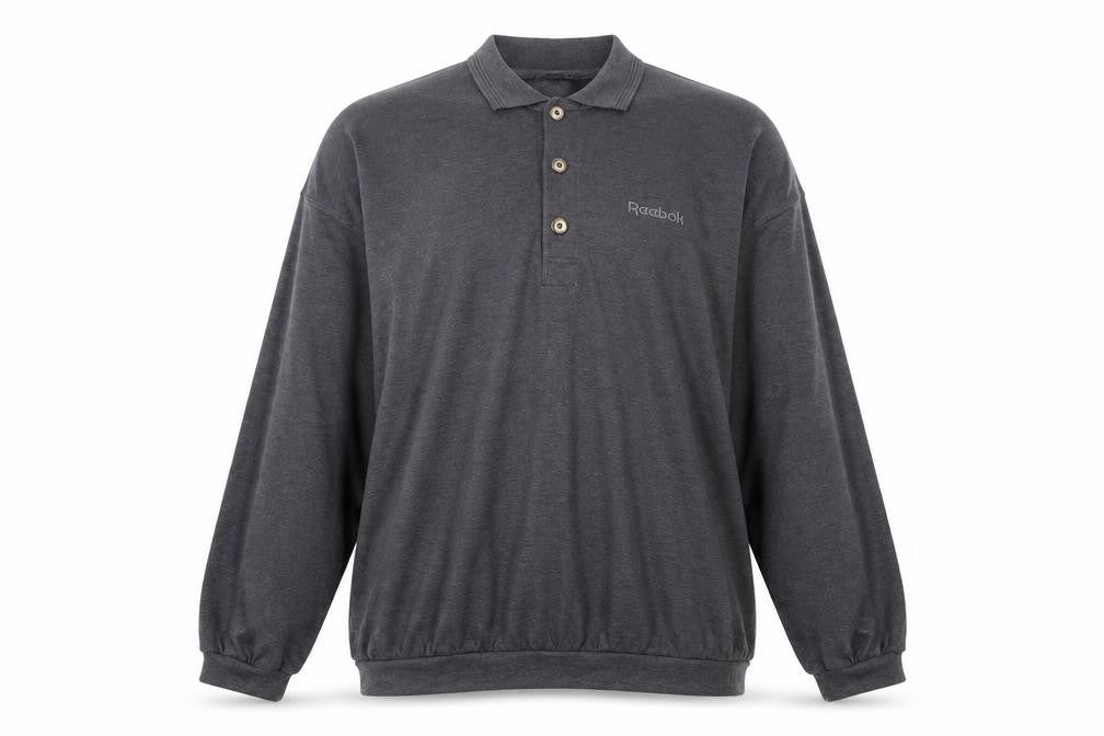 Reebok Men's Grey Long Sleeve 2XL Polo Shirt Classic Sportswear