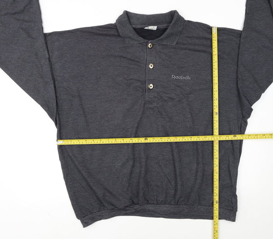 Reebok Men's Grey Long Sleeve 2XL Polo Shirt Classic Sportswear