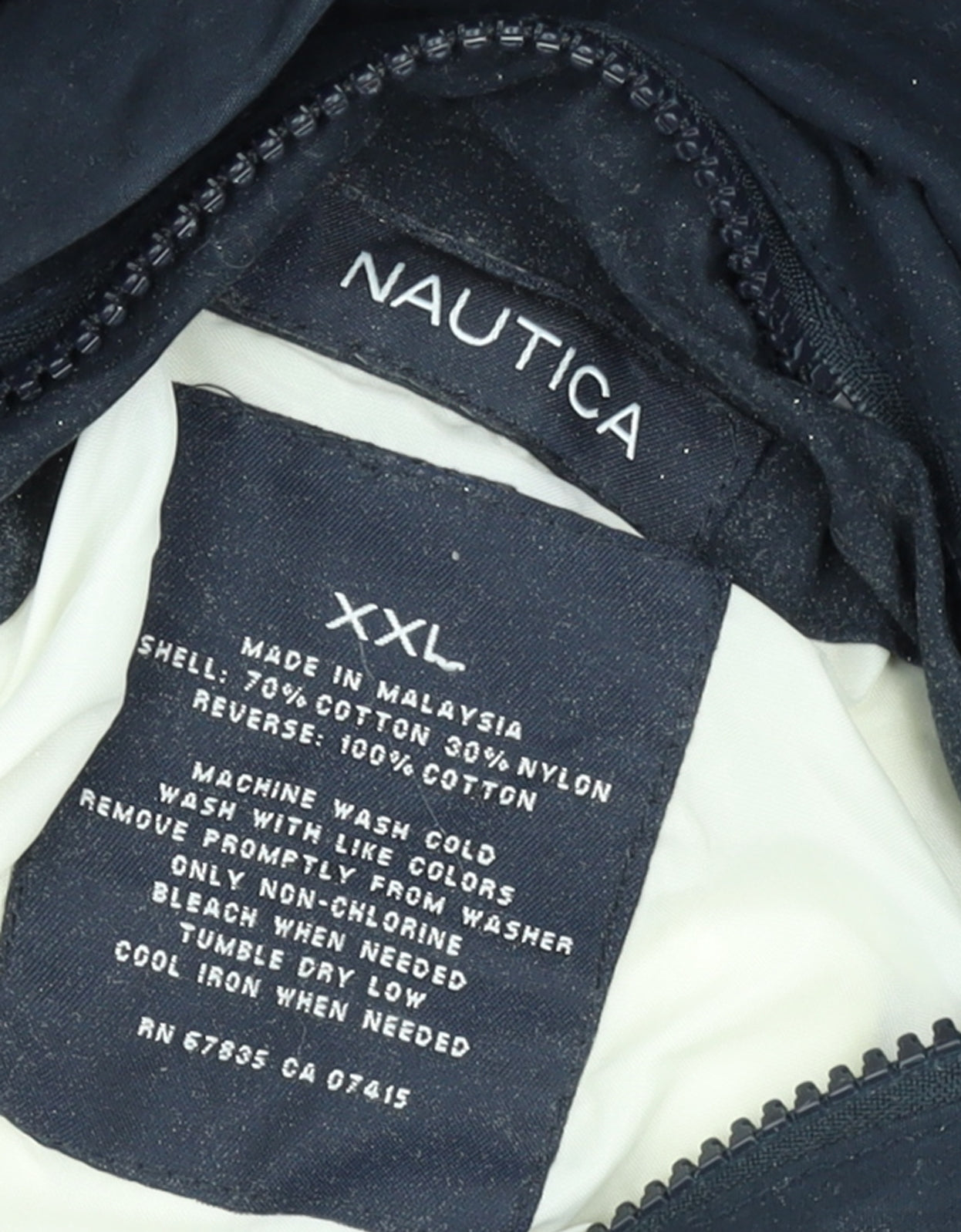 Nautica Mens Blue Colourblock Hooded Windbreaker Jacket XXL Cotton Nylon