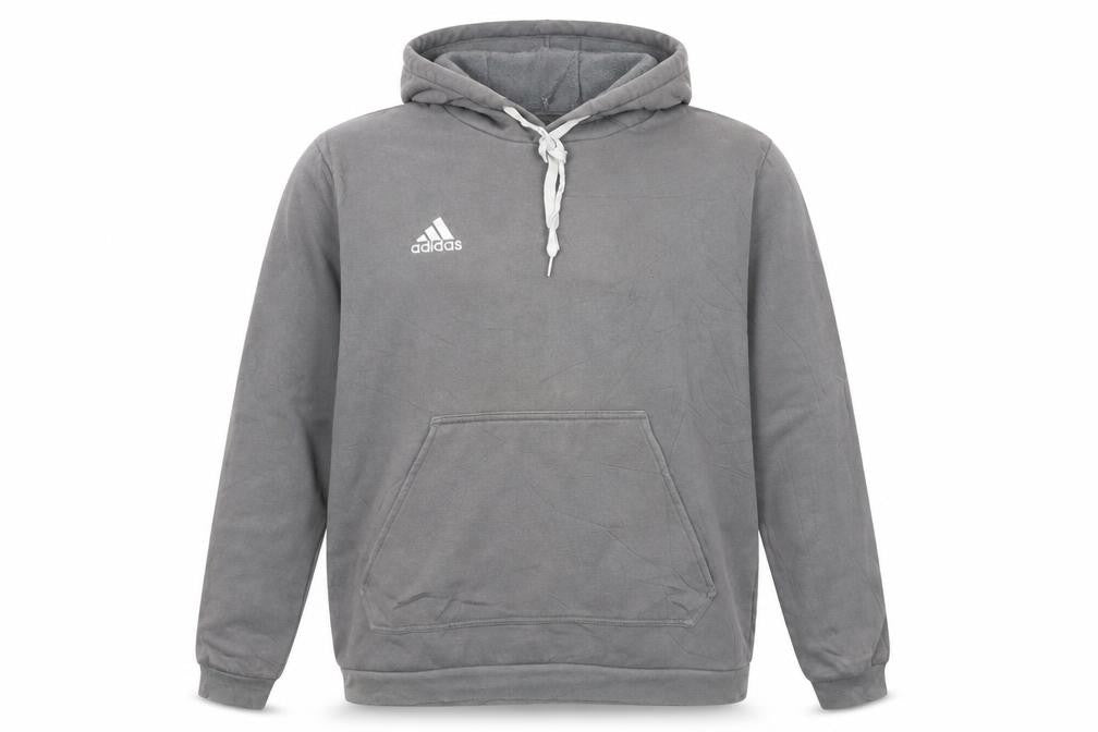 Adidas Men's Grey Pullover Hoodie L Hooded Sweatshirt Graphic Logo