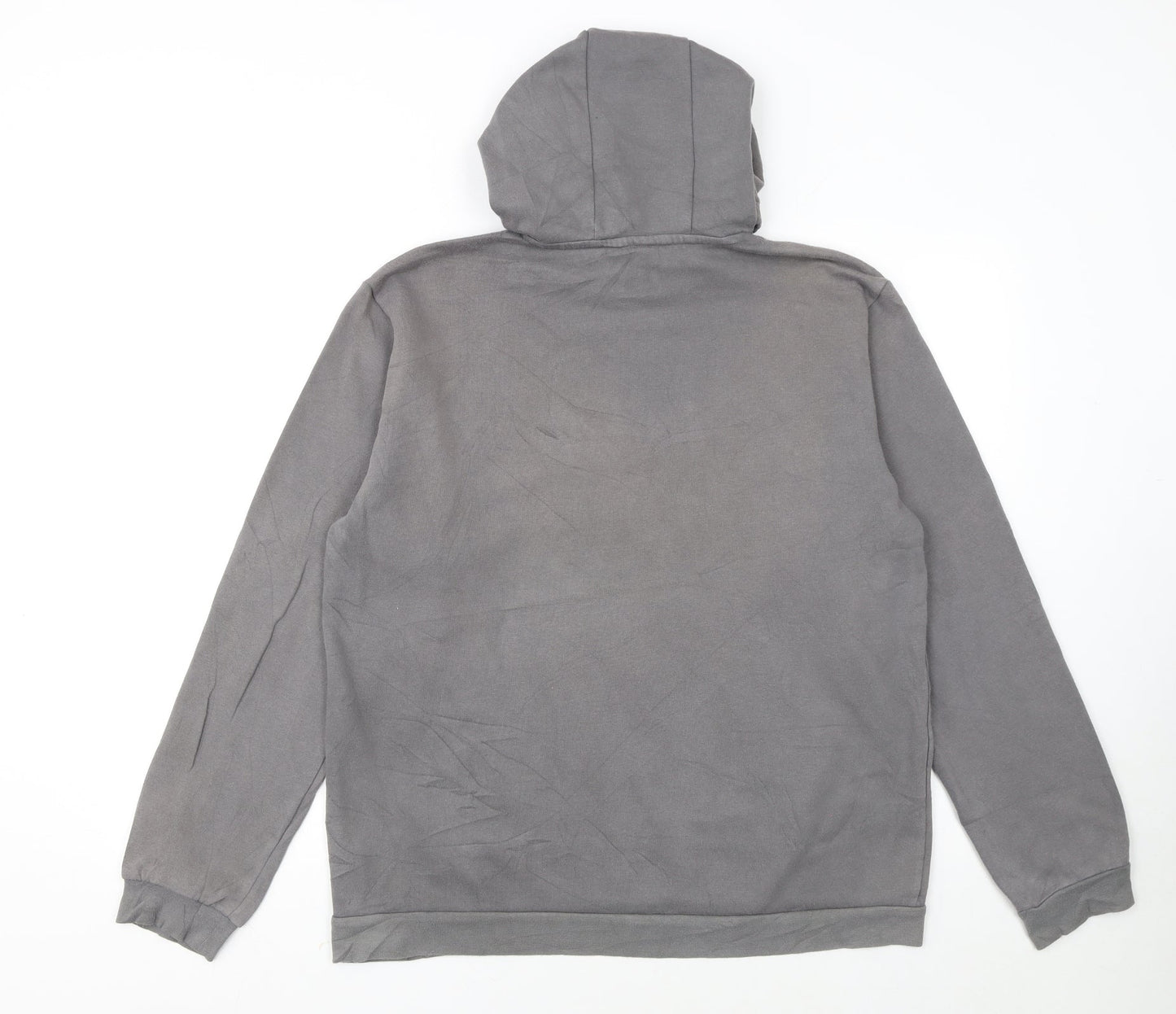 Adidas Men's Grey Pullover Hoodie L Hooded Sweatshirt Graphic Logo