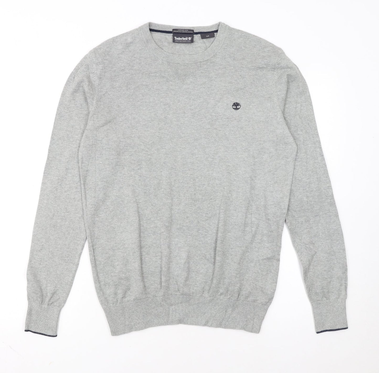 Timberland Men's Grey Cotton Crew Neck Pullover Jumper Size S