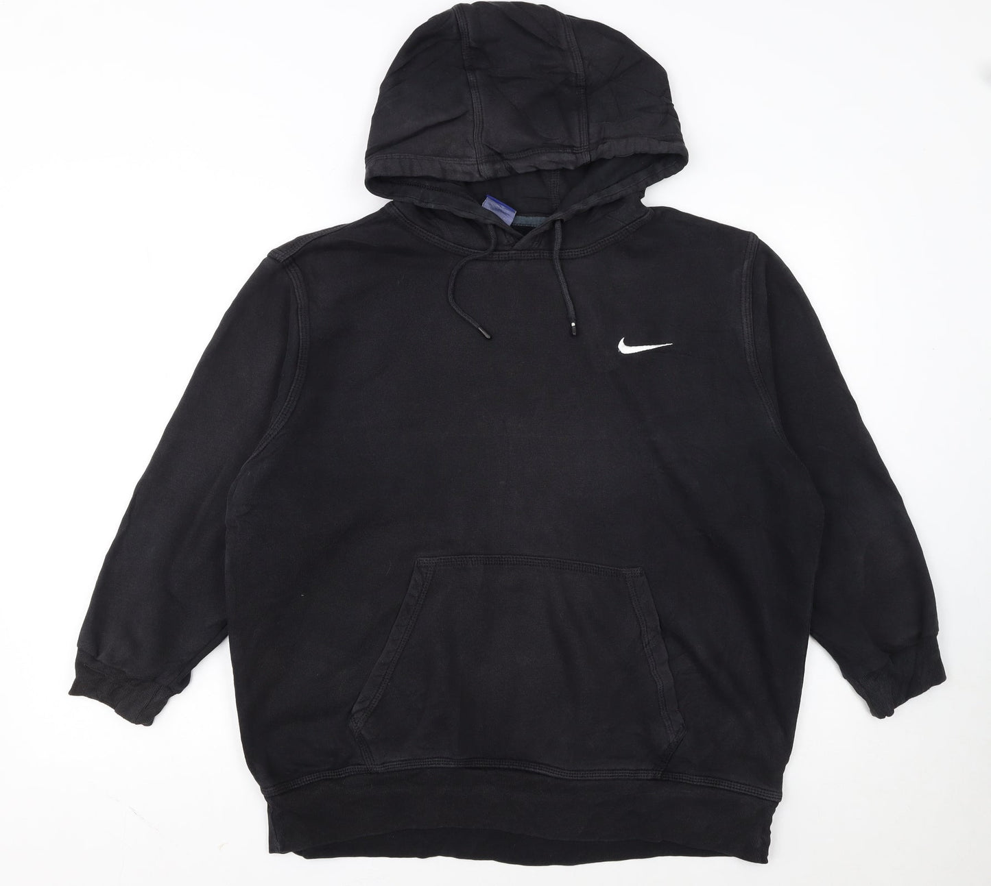 Nike Women Black Pullover Hoodie L Cotton Blend Casual Sweatshirt