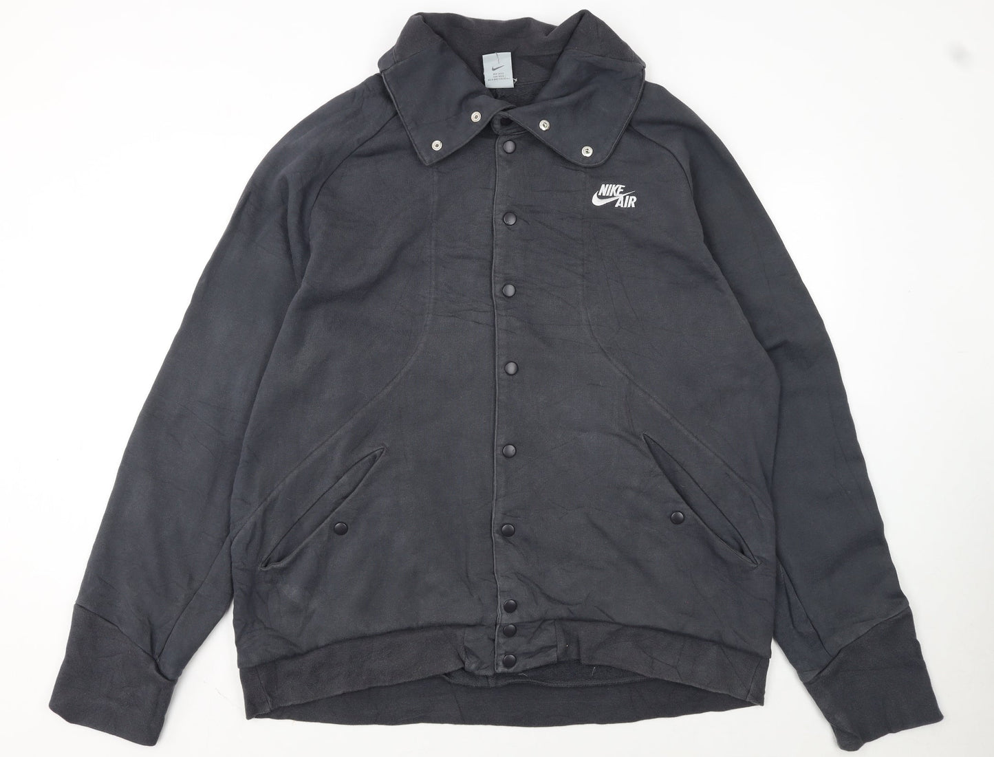 Nike Mens Black XL Basic Jacket Cotton Snap Wind-Resistant