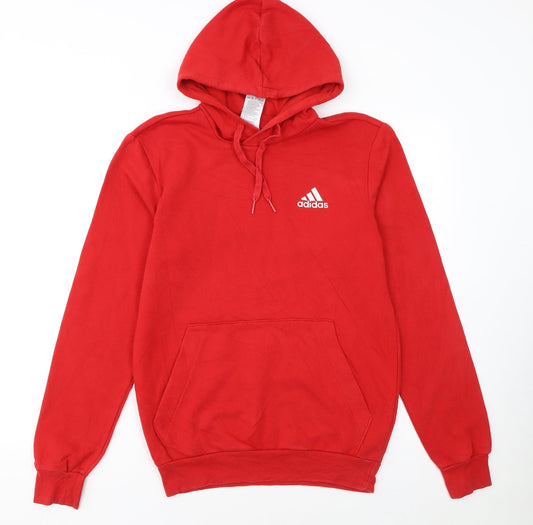 Adidas Men Red Pullover Hoodie Small Regular Fit Sports Fleece