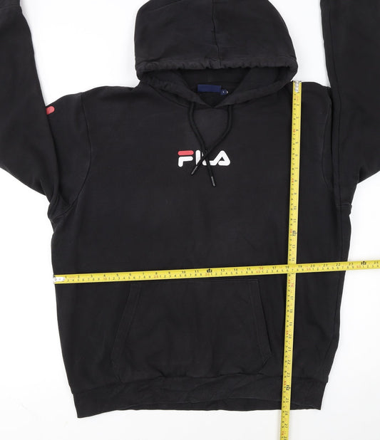 Fila Men's Black Pullover Hoodie L Sports Graphic Logo Sweatshirt