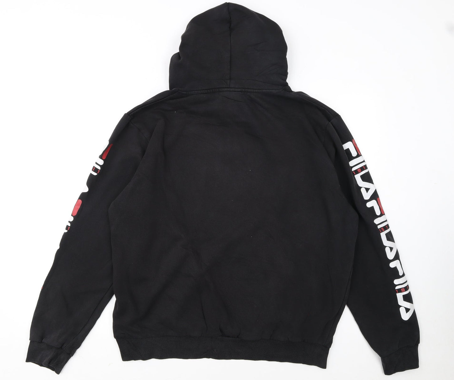 Fila Men's Black Pullover Hoodie L Sports Graphic Logo Sweatshirt
