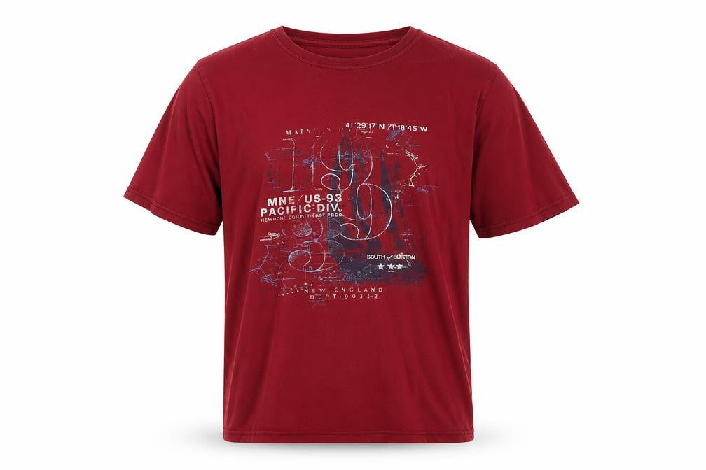 Front view of Maine New England Men's Red Graphic Print Cotton T-Shirt L