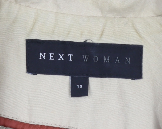 Next Women Beige Cotton Trench Coat Size 10 Buttoned Mid-Length