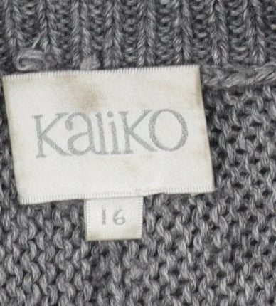 Kaliko Women's Grey Cable-Knit Button Cardigan Size 16
