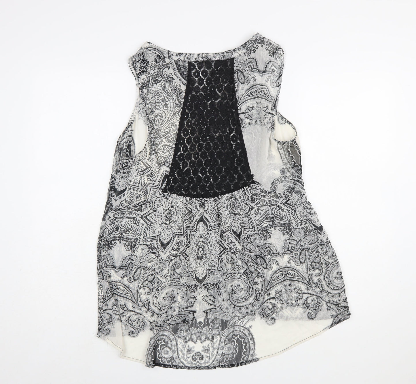Figueroa & Flower Women’s Black Paisley Sleeveless Tunic Blouse Size L