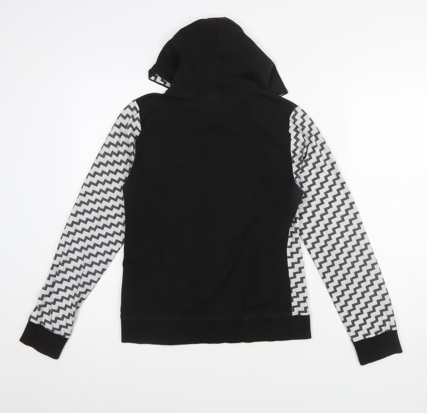 Angelle Milan Womens Black Grey Zigzag Full Zip Hoodie Size S