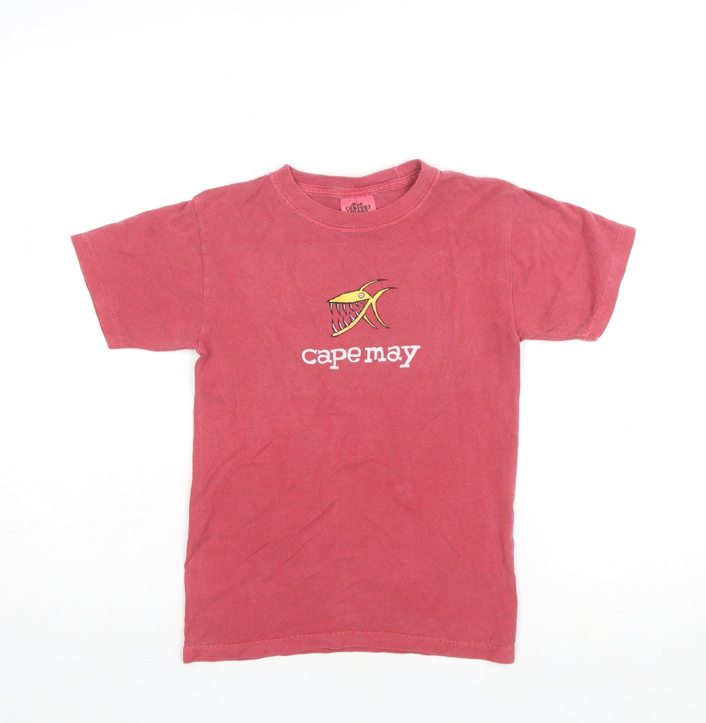 Comfort Colors Women Red Graphic Beach T-Shirt Size S