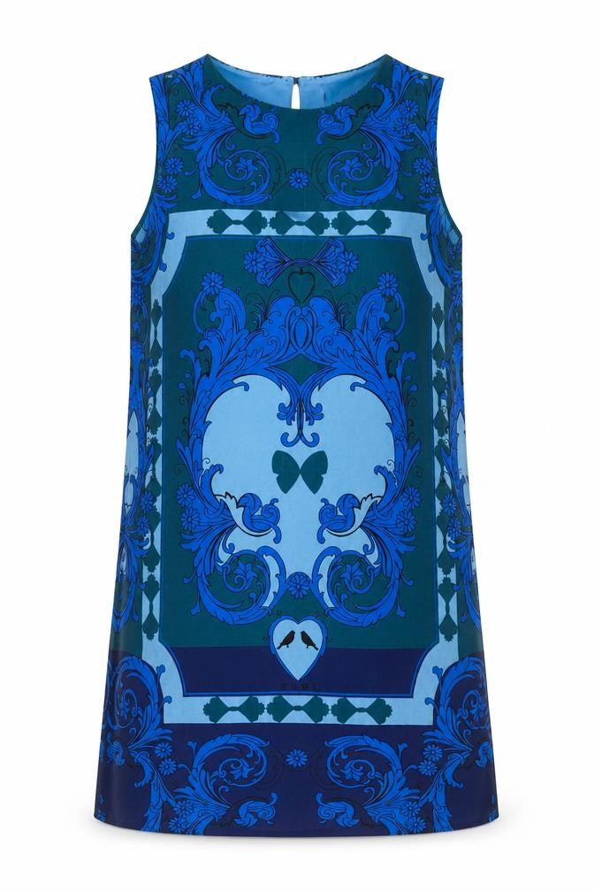 Yumi Women’s Blue Shift Dress Size 12 Sleeveless Geometric Print