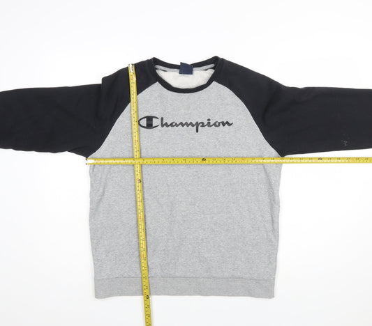 Champion Boys Grey & Black Pullover Sweatshirt 2XL 15-16 Years Logo Print