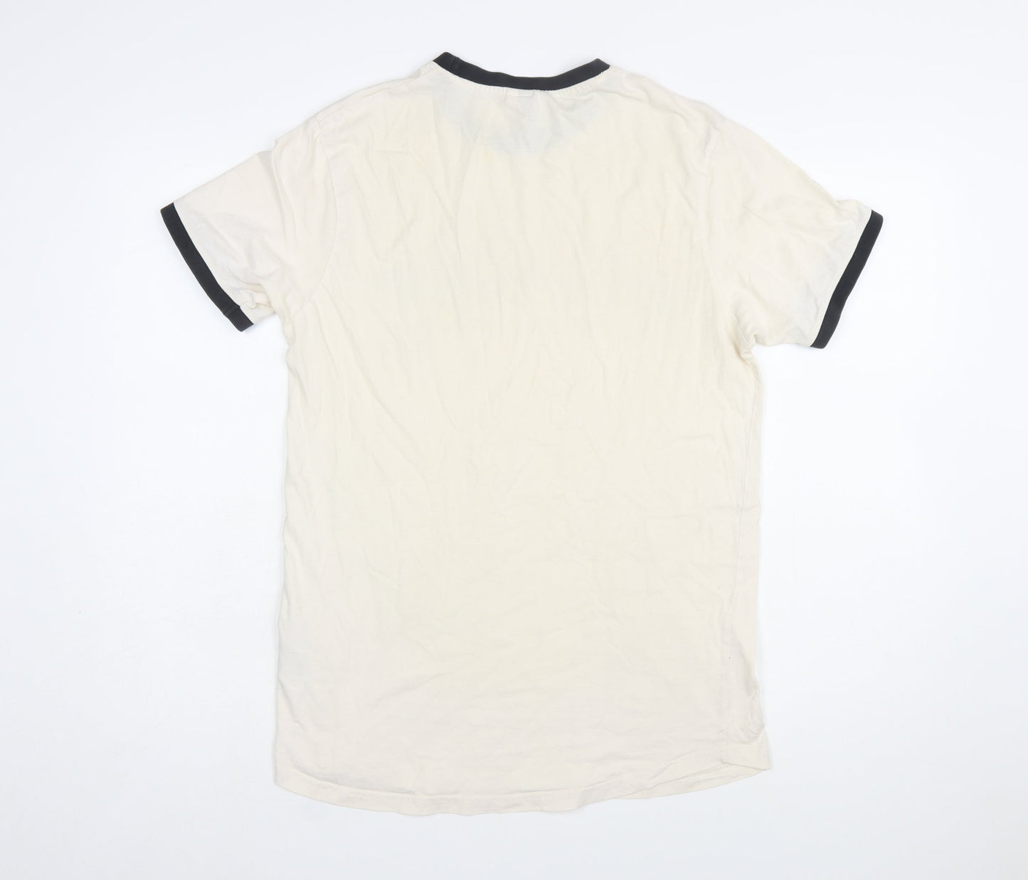 Ellesse Men's Beige Retro Graphic Print Short Sleeve T-Shirt Size S